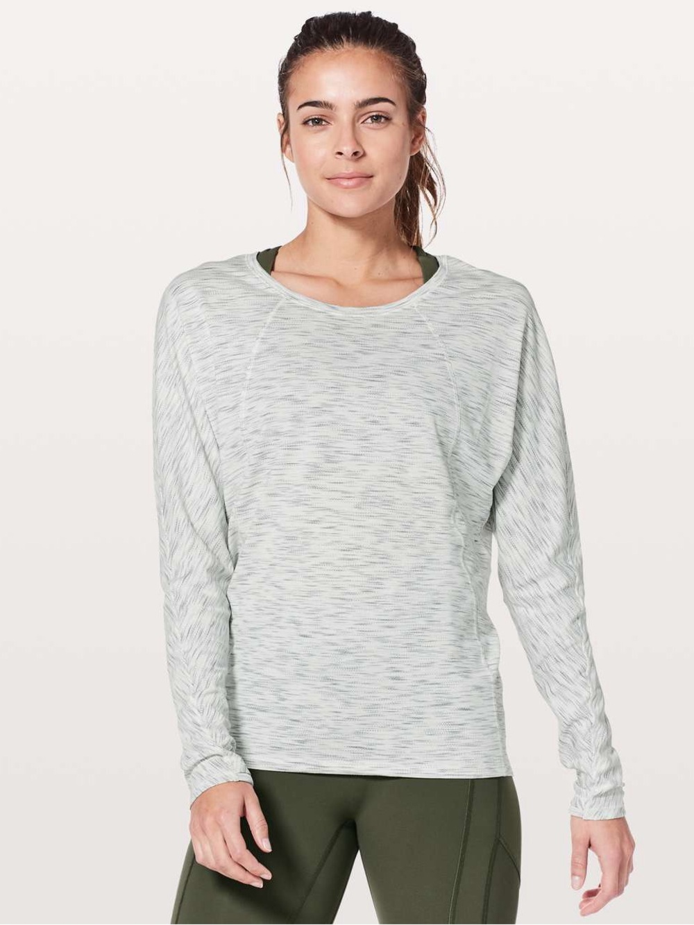 Lululemon Set To Sweat Long Sleeve Tiger Space Dye Hail White - Size 6